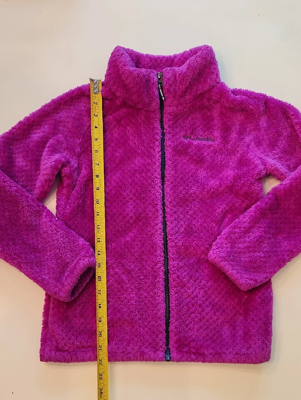 Columbia Fushia Fleece Zip Up Jacket Large 14 16